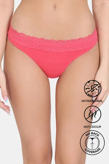 Buy Zivame Anti-Microbial Low Rise Zero Coverage Thong - Rouge Red